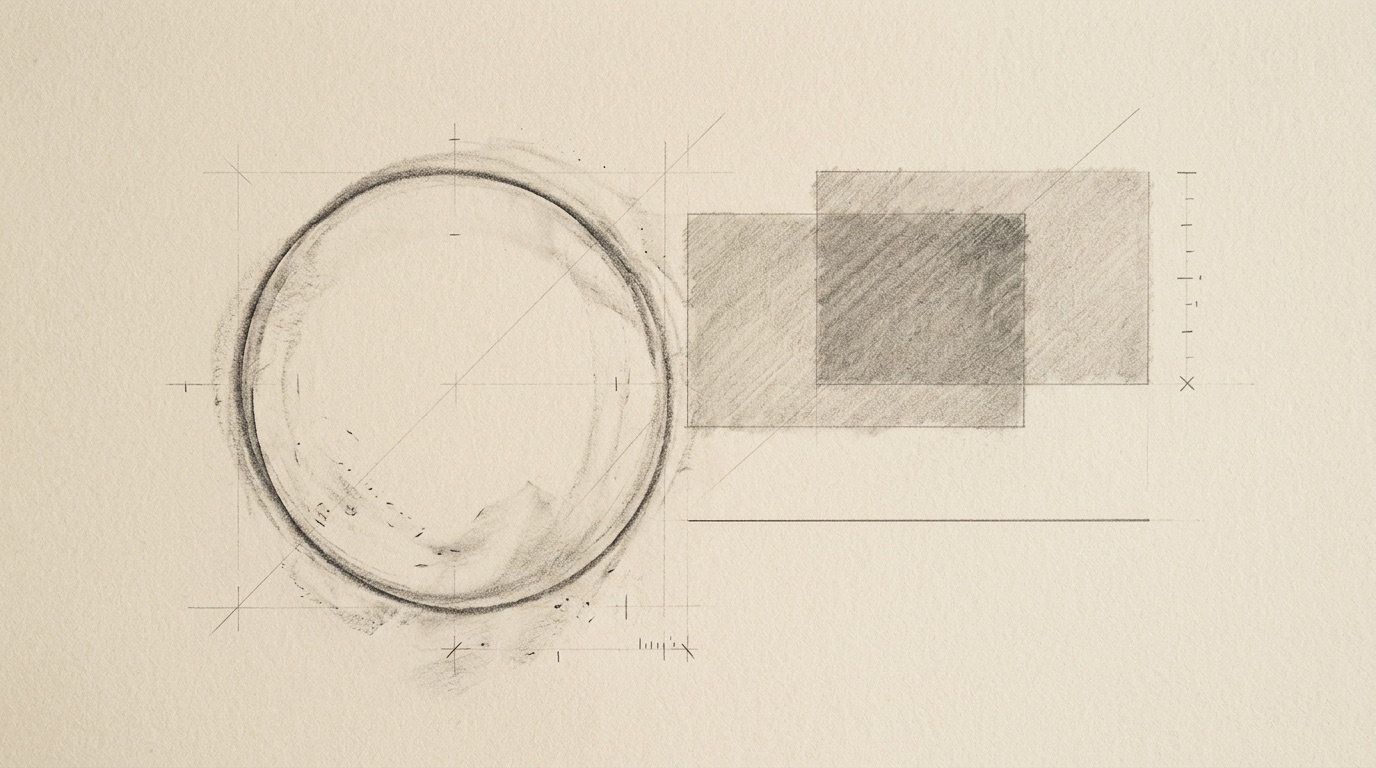 Charcoal shapes on ecru paper